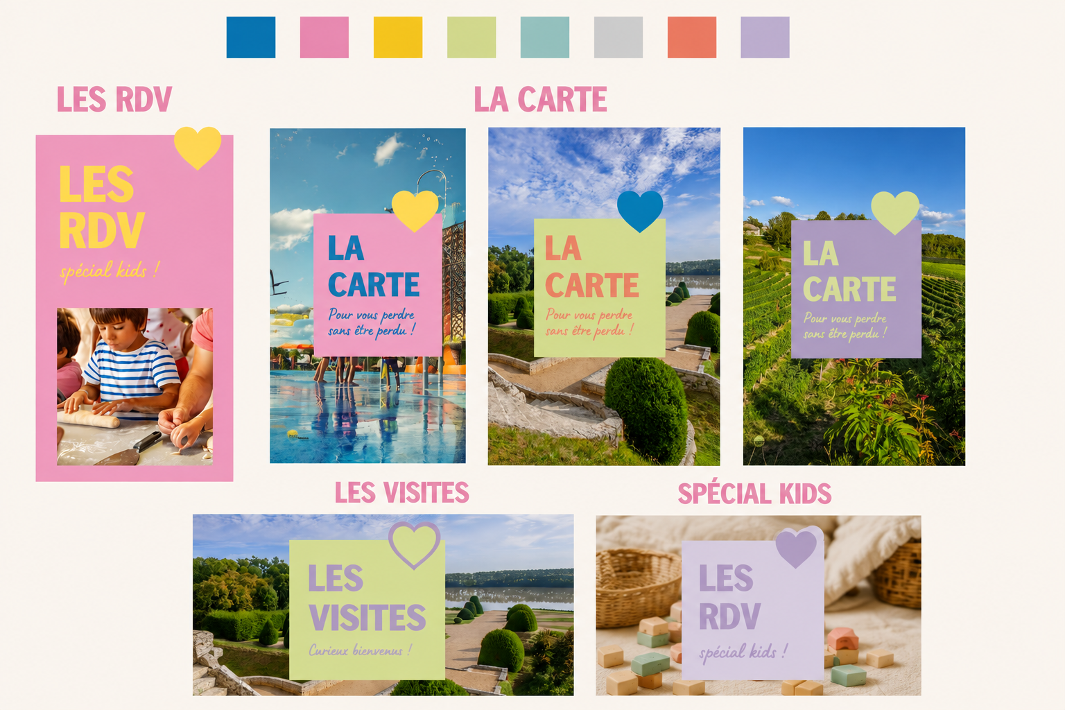 Lifting graphique — proposition de couleurs, typographies et tuiles éditoriales