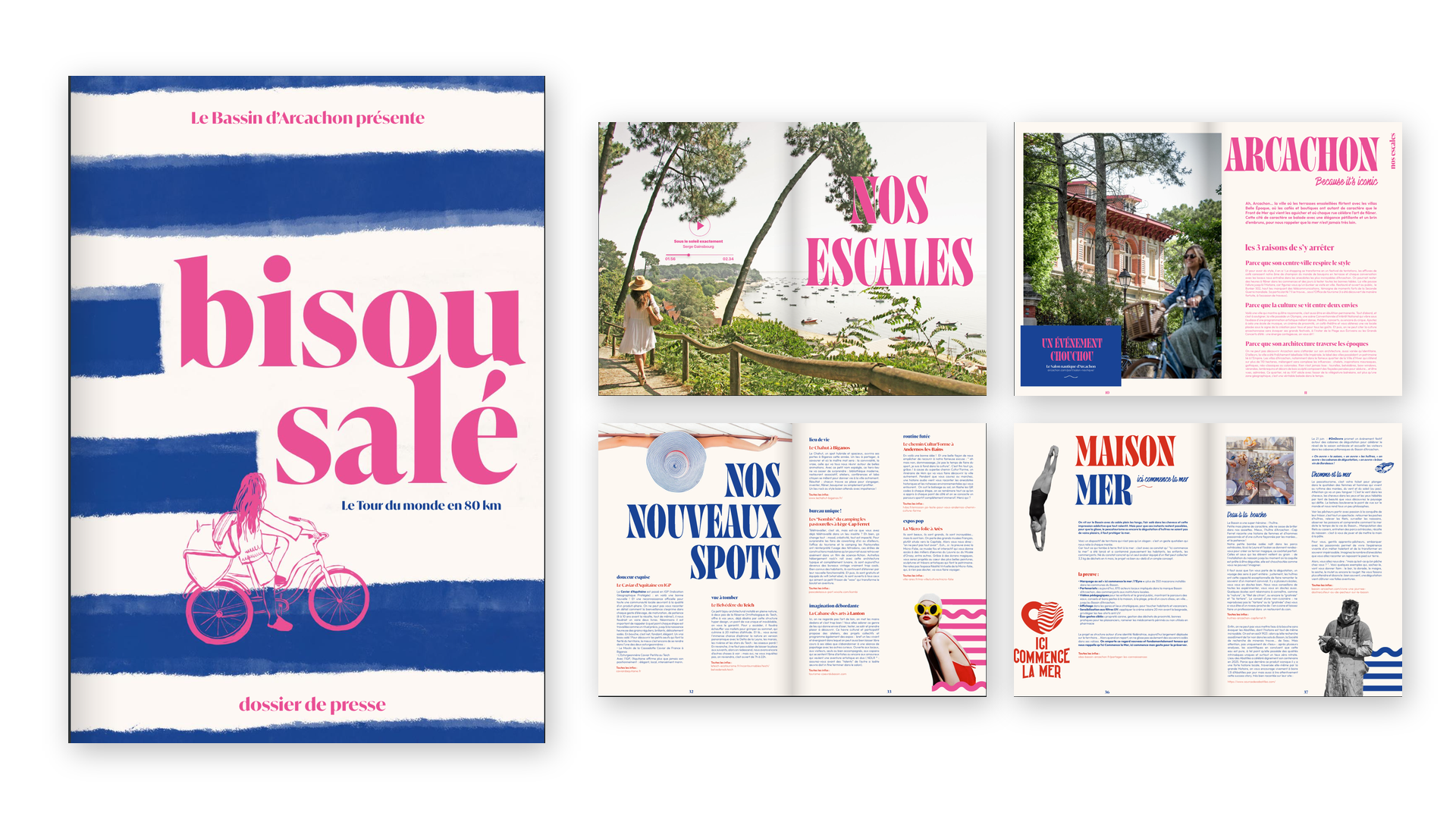 Bisou salé — couverture et pages intérieures du dossier de presse du Bassin d'Arcachon